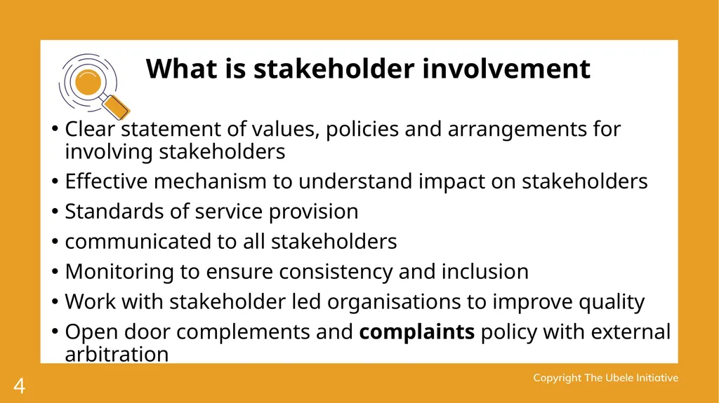 1 Achieving stakeholder involvement Ade Sawyerr – - slide 4 of 40