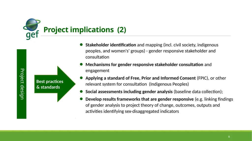 stakeholder engagement and gender mainstreaming - slide 8 of 13