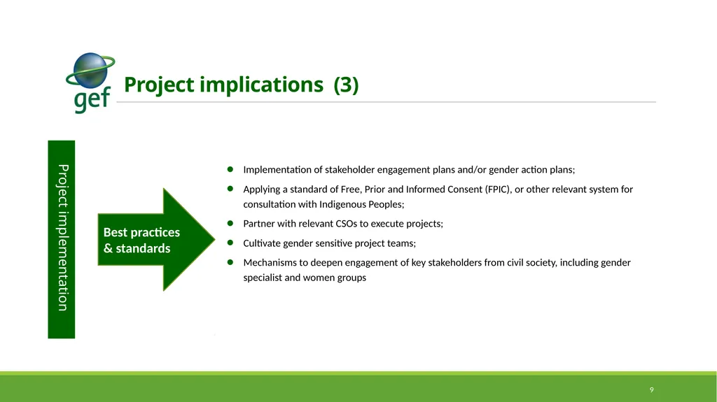 stakeholder engagement and gender mainstreaming - slide 9 of 13