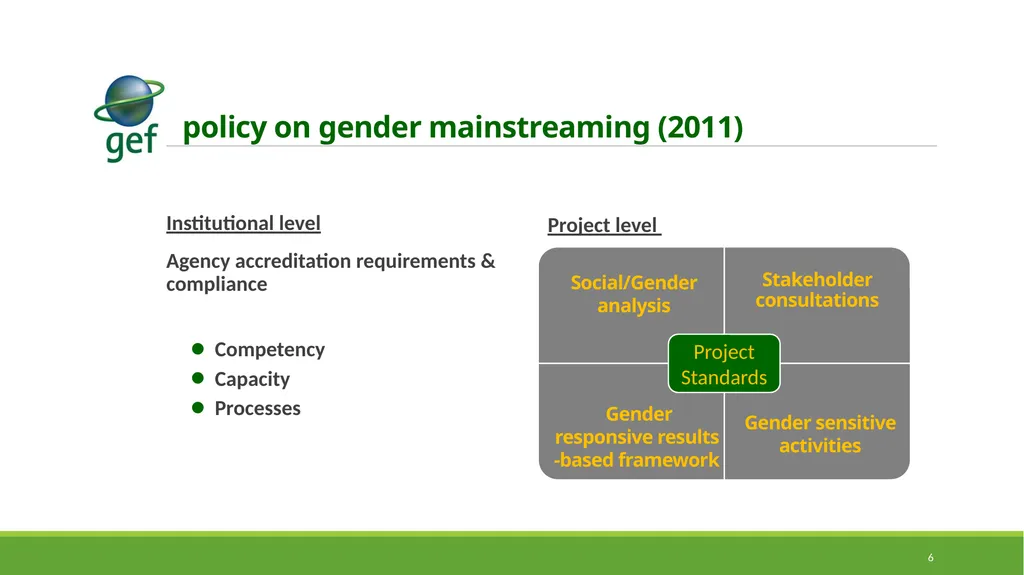 stakeholder engagement and gender mainstreaming - slide 6 of 13