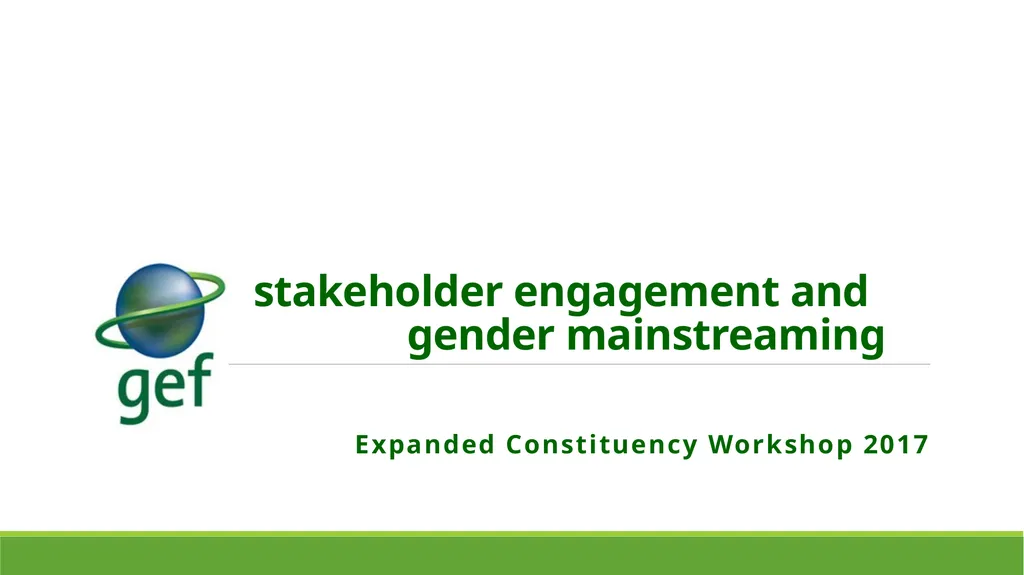 stakeholder engagement and gender mainstreaming - slide 1 of 13