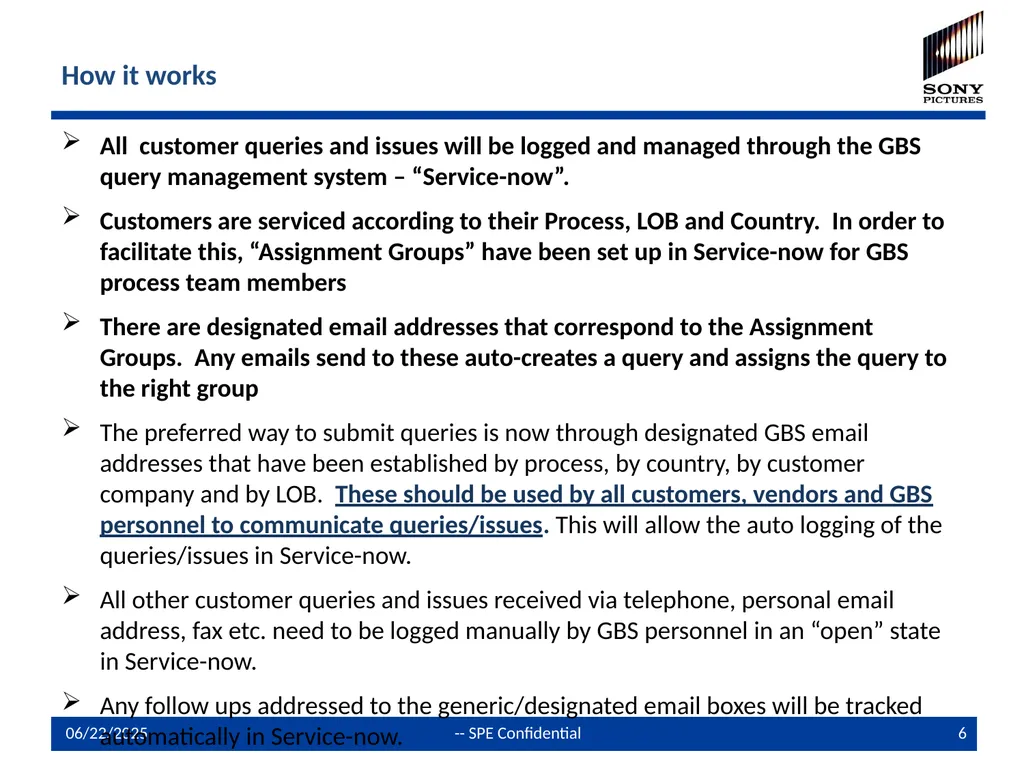 GBS Query Management Process and Service-now - slide 6 of 16