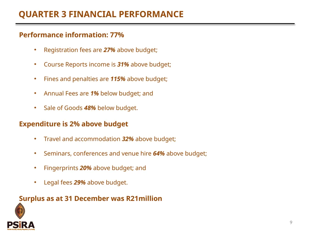 1 QUARTER 4 PERFORMANCE AND FINANCE REPORT - slide 9 of 46