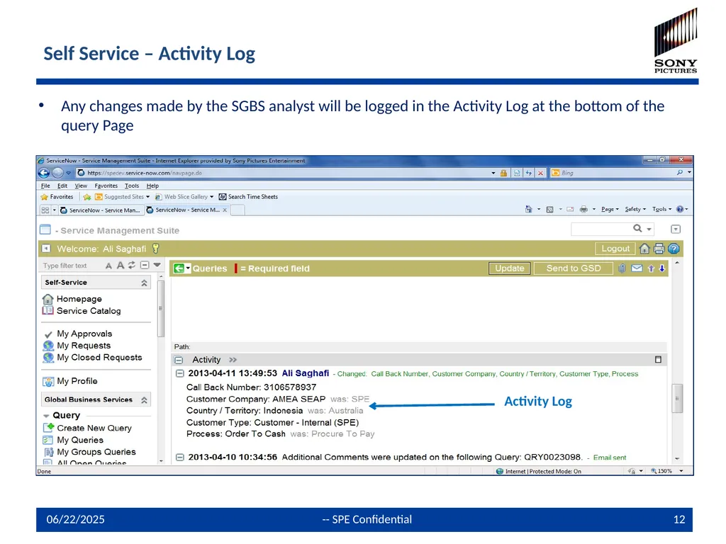 Global Shared Service Center Query /Issue - slide 12 of 19