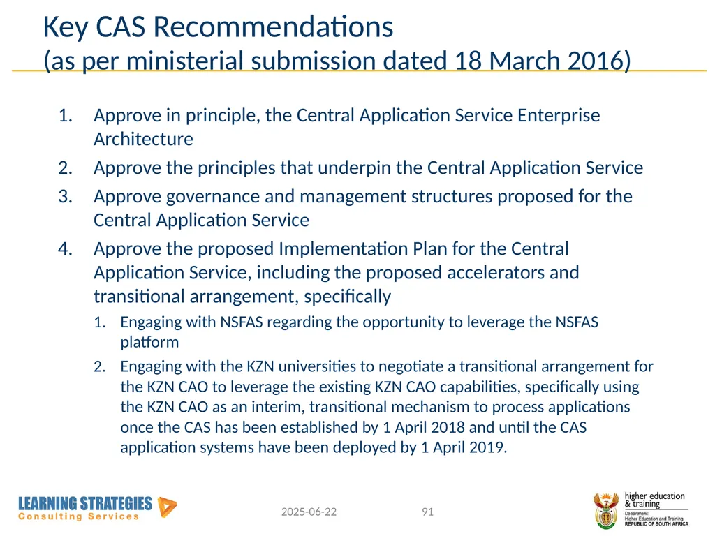 Central Application Service for Post-School - slide 88 of 92
