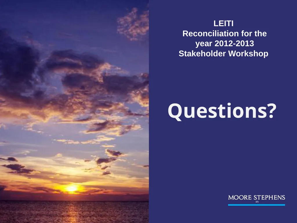 LEITI Reconciliation for the year 2012-2013 - slide 27 of 27