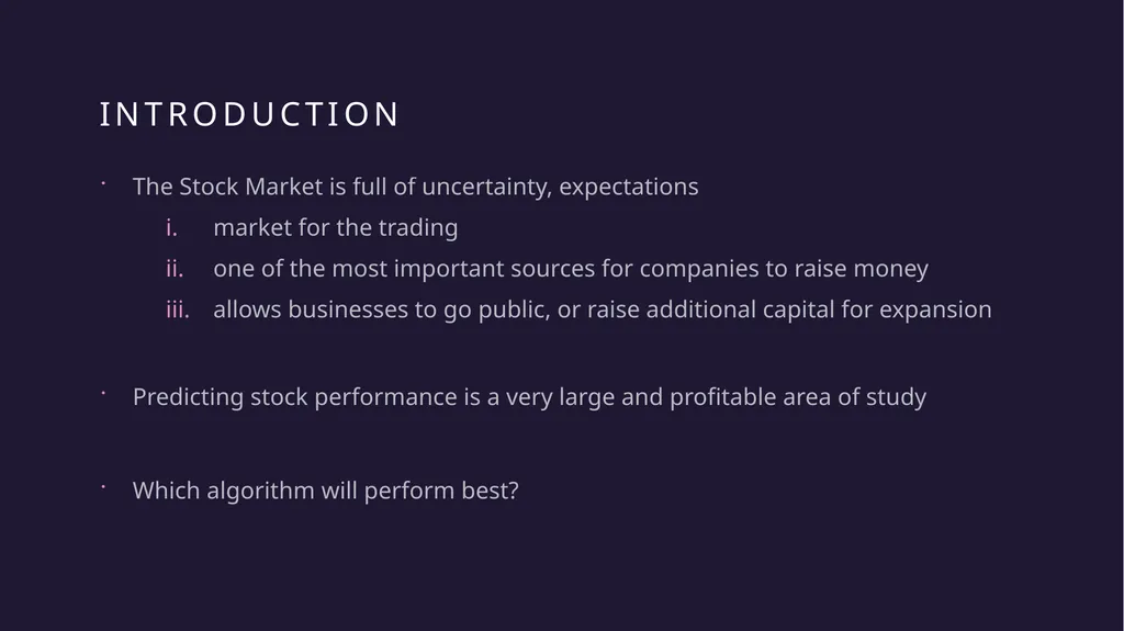 Stock Market prediction with Machine learning - slide 2 of 13