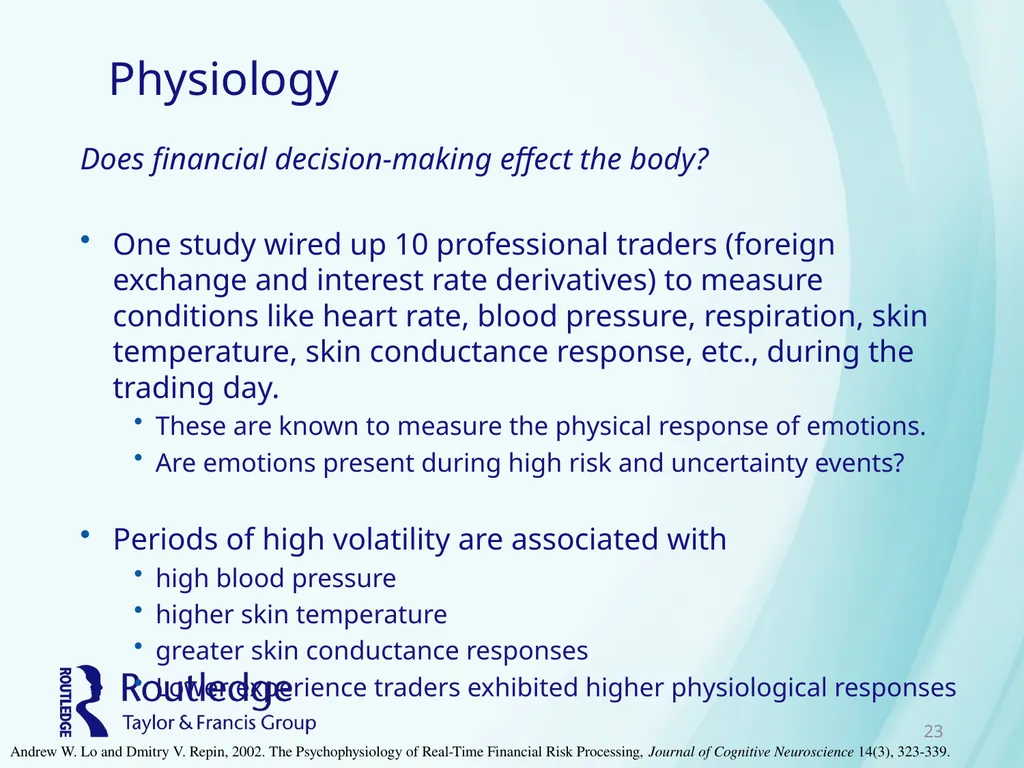Chapter 12 Physiology of Investing Psychobiology - slide 23 of 33