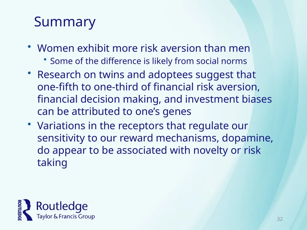Chapter 12 Physiology of Investing Psychobiology - slide 32 of 33