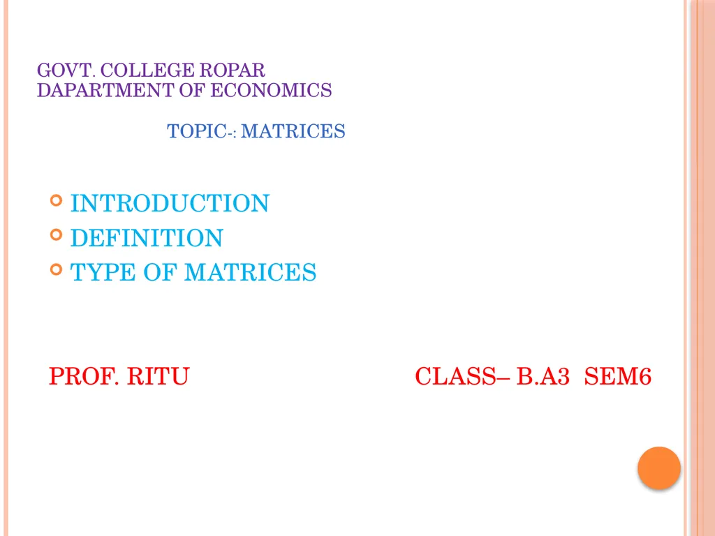 GOVT. COLLEGE ROPAR DAPARTMENT OF ECONOMICS