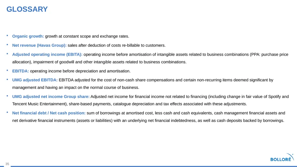 First Half 2023 results July 28, 2023 Summary - slide 35 of 35