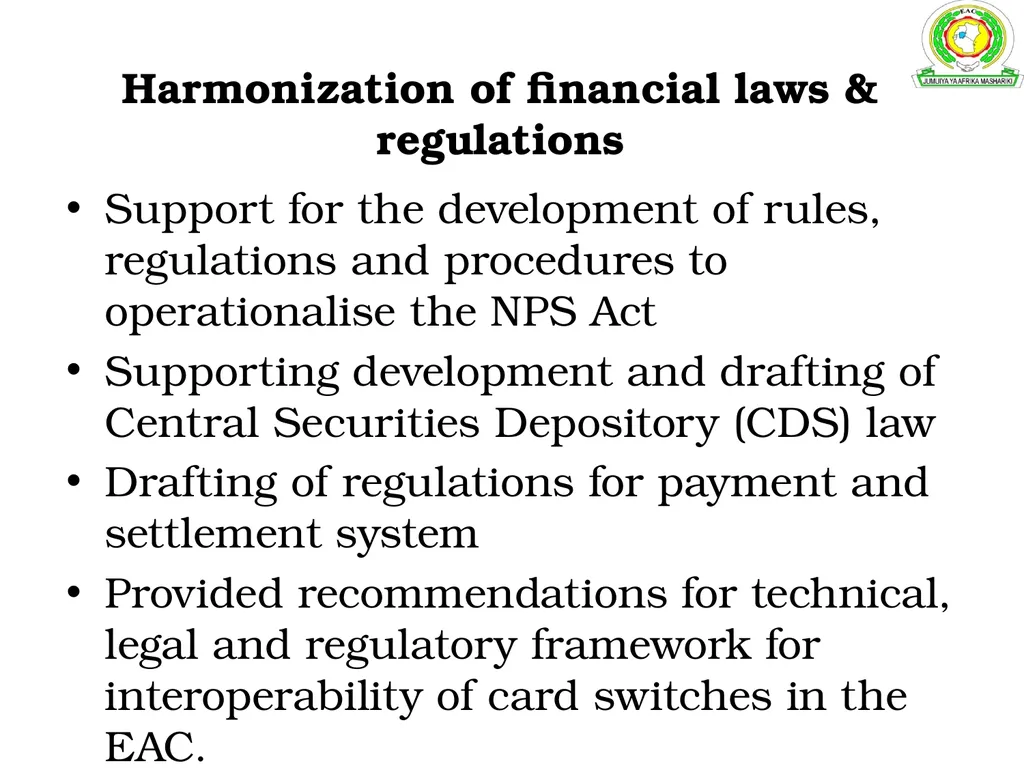 Development of an Inter-Regional Payment System - slide 18 of 23