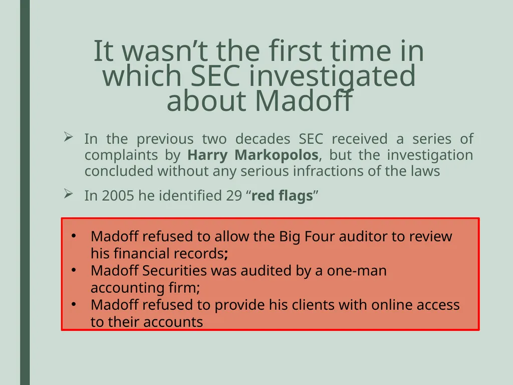 Madoff securities Course: Auditing Giulia Surini - - slide 9 of 20