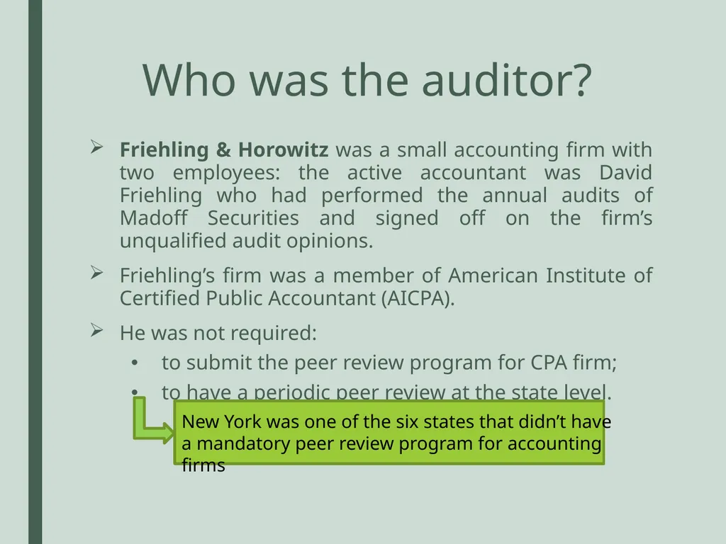 Madoff securities Course: Auditing Giulia Surini - - slide 7 of 20