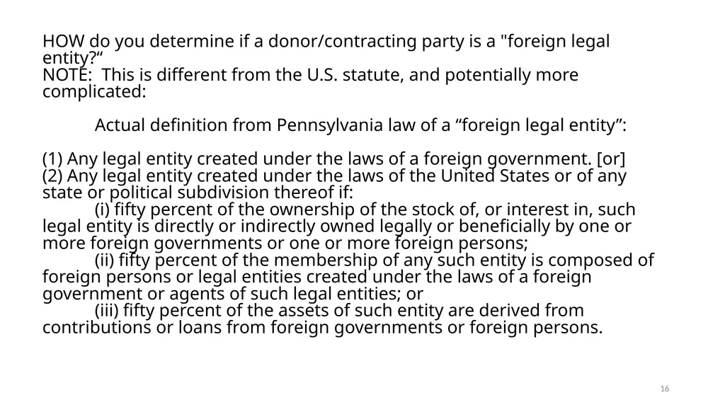 FOREIGN GIFT AND CONTRACT REPORTING LEGAL - slide 16 of 22