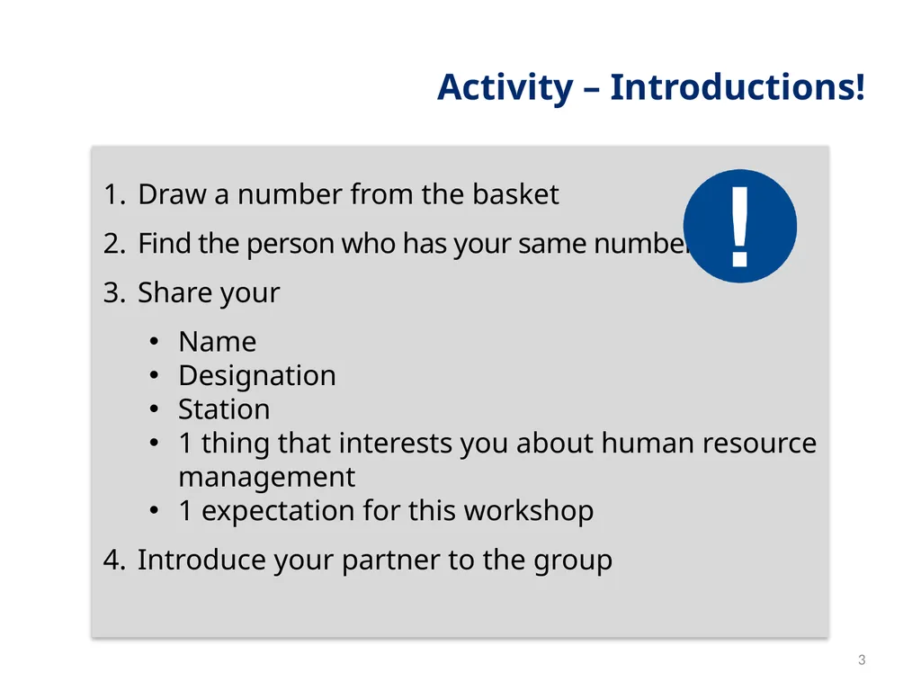Session 1 Objectives – Workshop Welcome By the end - slide 3 of 48