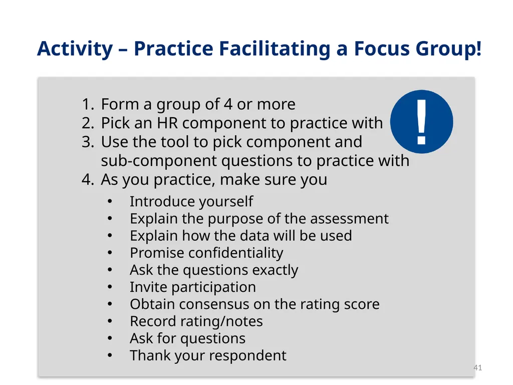 Session 1 Objectives – Workshop Welcome By the end - slide 41 of 48