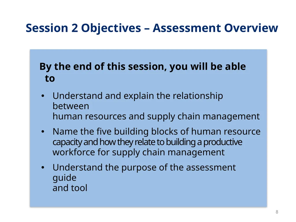 Session 1 Objectives – Workshop Welcome By the end - slide 8 of 48