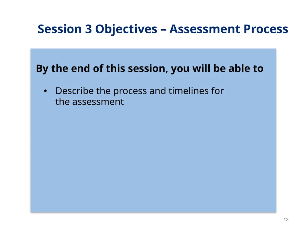 Session 1 Objectives – Workshop Welcome By the end - slide 13 of 48