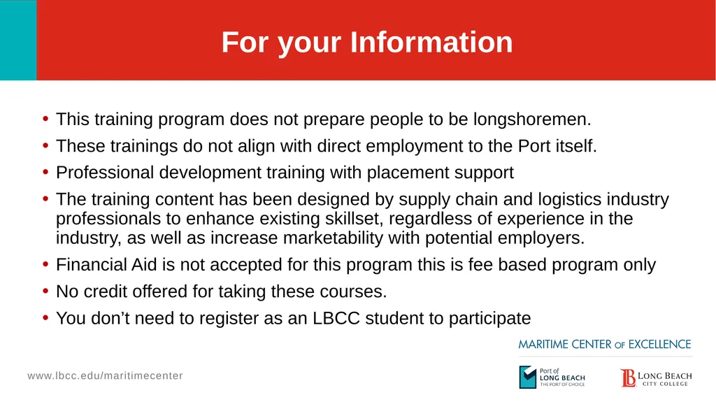 Welcome Information Session Long Beach City - slide 16 of 20