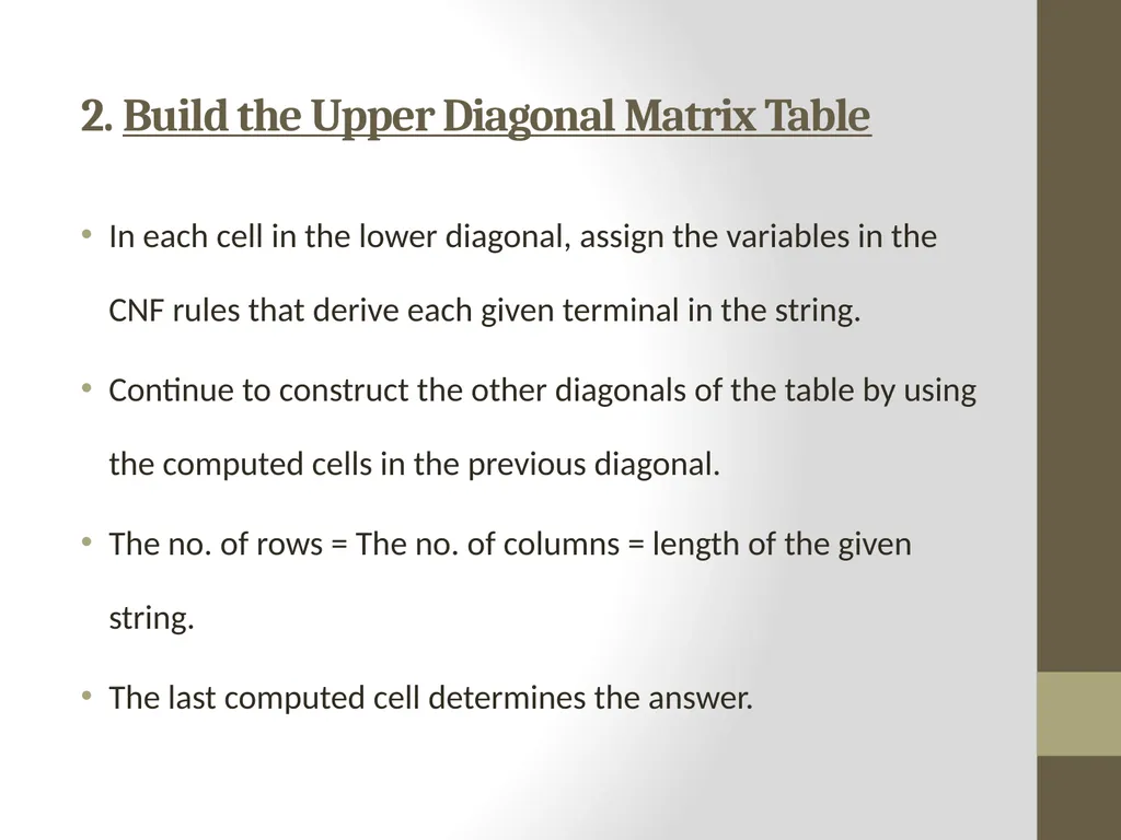 The CYK Algorithm Implementation Wesam Fadheel & - slide 14 of 22