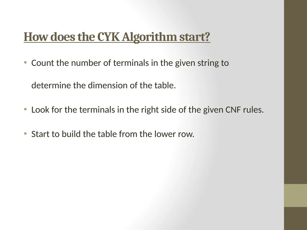 The CYK Algorithm Implementation Wesam Fadheel & - slide 8 of 22
