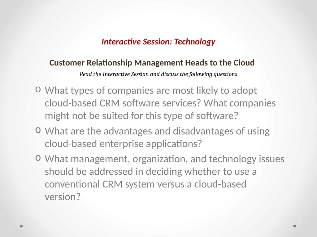Enterprise Applications Enterprise Systems - slide 29 of 30