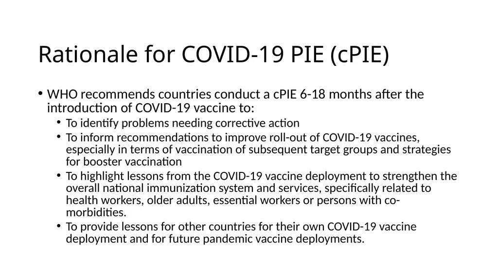 COVID-19 vaccine post-introduction evaluation - slide 5 of 39