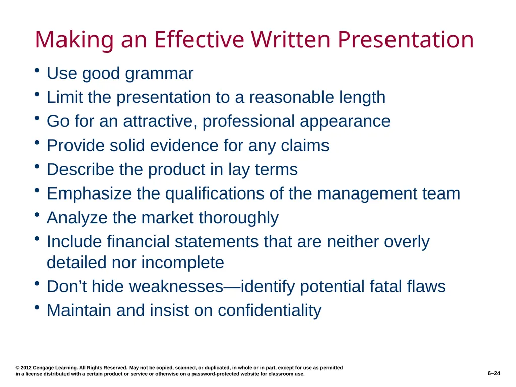6–2 © 2012 Cengage Learning. All Rights Reserved. - slide 24 of 36