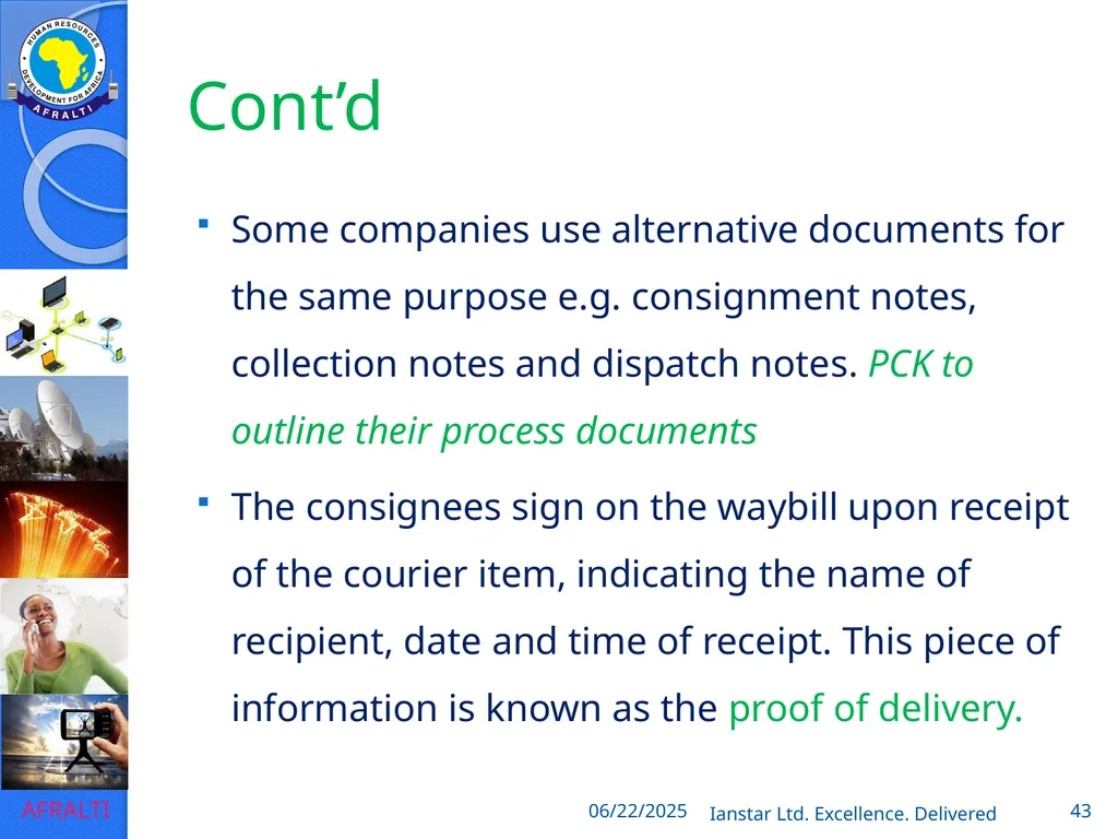 POSTAL AND COURIER TRAINING RUNNING A COURIER - slide 43 of 124