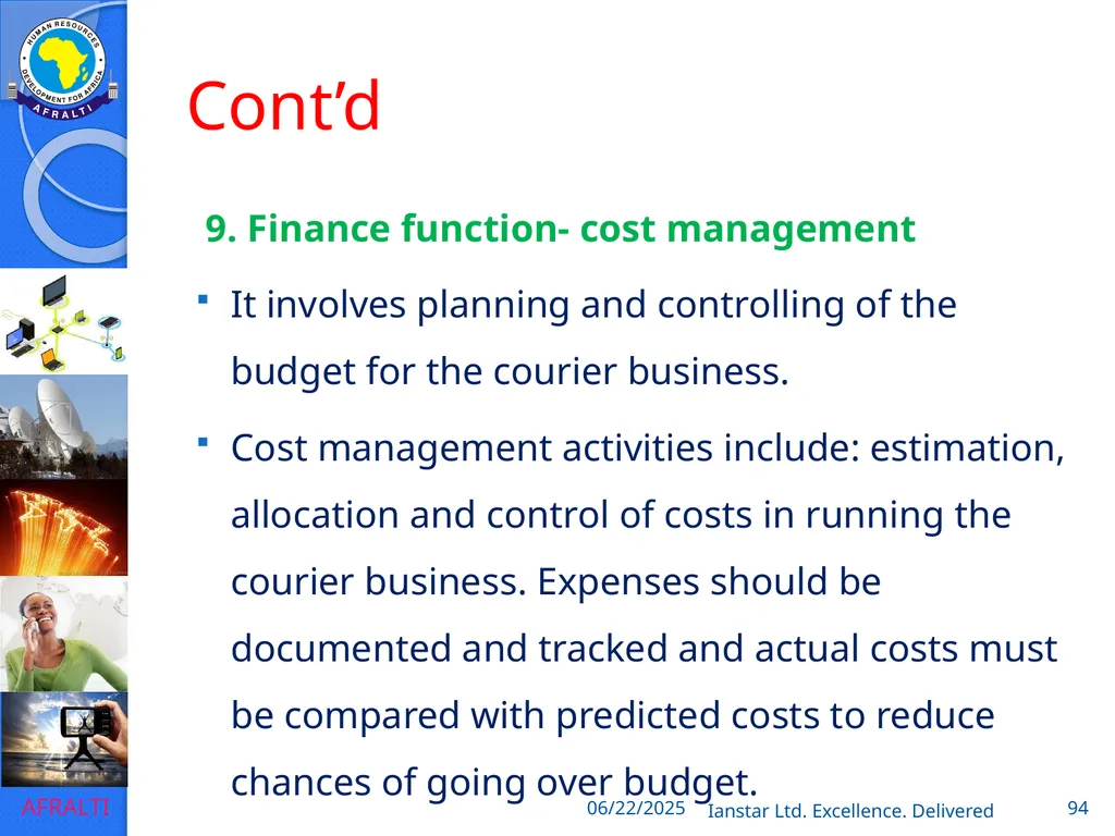 POSTAL AND COURIER TRAINING RUNNING A COURIER - slide 94 of 124