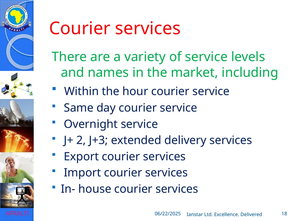 POSTAL AND COURIER TRAINING RUNNING A COURIER - slide 18 of 124