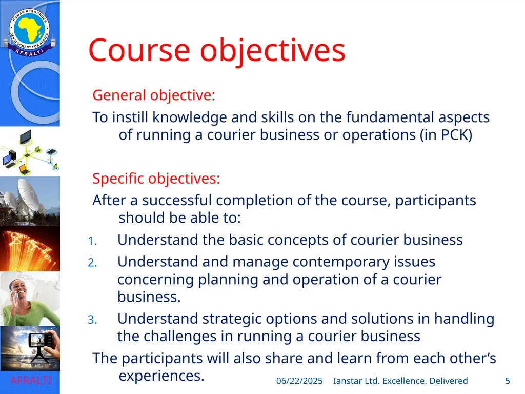 POSTAL AND COURIER TRAINING RUNNING A COURIER - slide 5 of 124