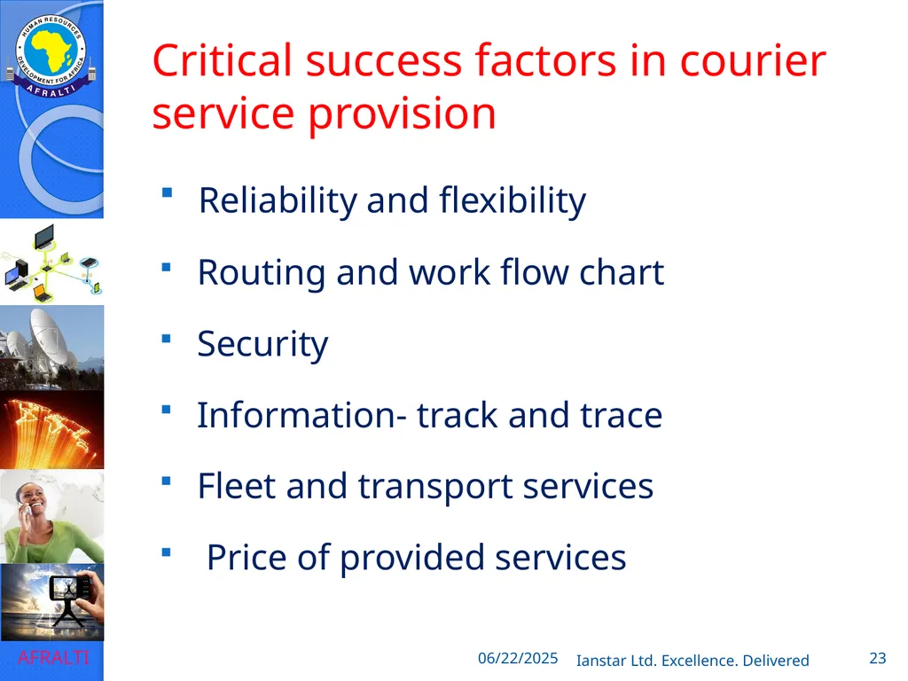 POSTAL AND COURIER TRAINING RUNNING A COURIER - slide 23 of 124