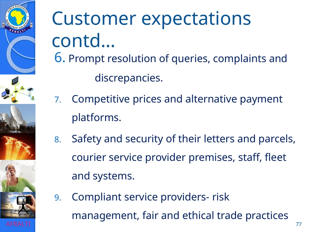 POSTAL AND COURIER TRAINING RUNNING A COURIER - slide 77 of 124