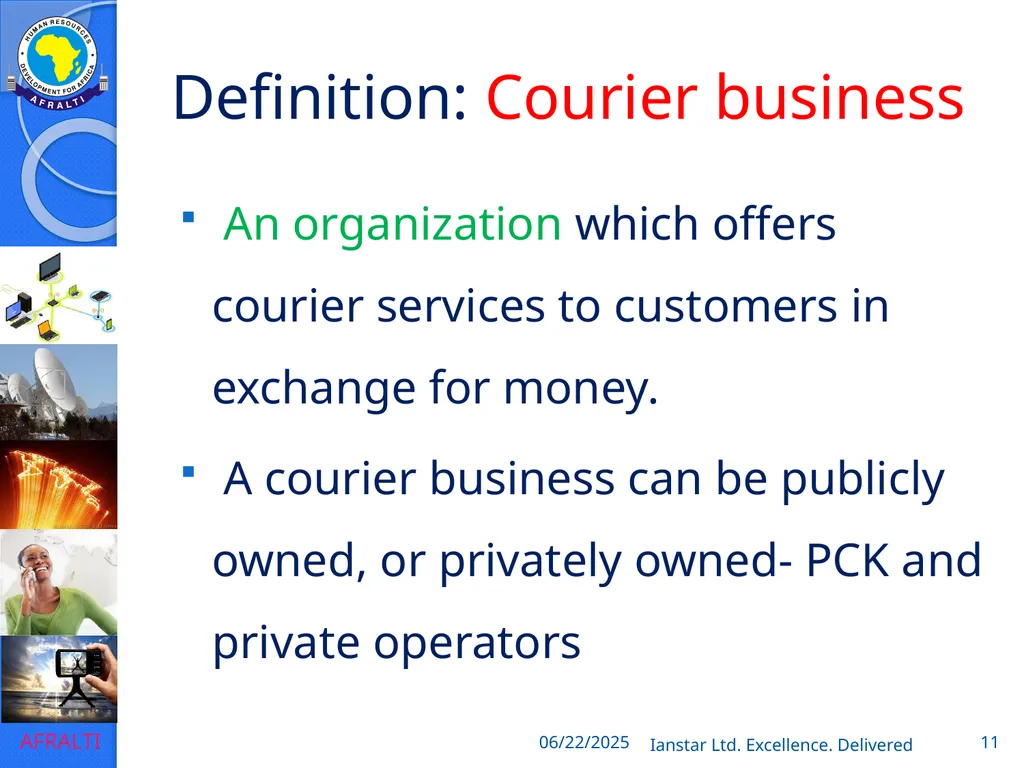 POSTAL AND COURIER TRAINING RUNNING A COURIER - slide 11 of 124