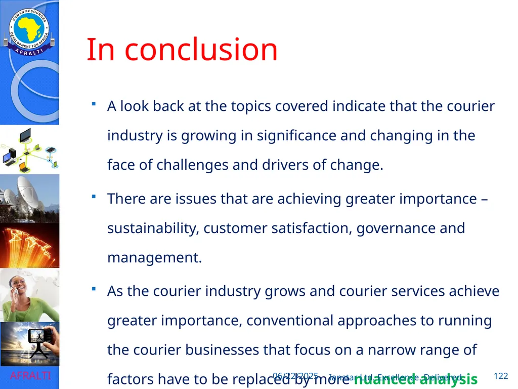 POSTAL AND COURIER TRAINING RUNNING A COURIER - slide 122 of 124