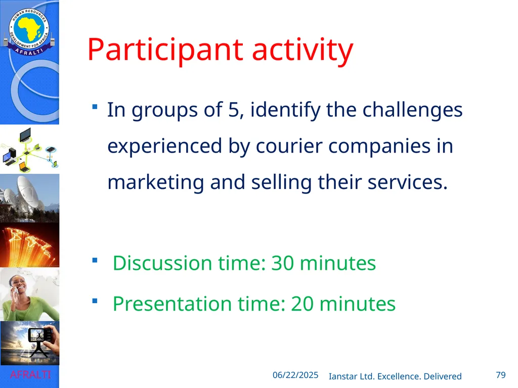POSTAL AND COURIER TRAINING RUNNING A COURIER - slide 79 of 124
