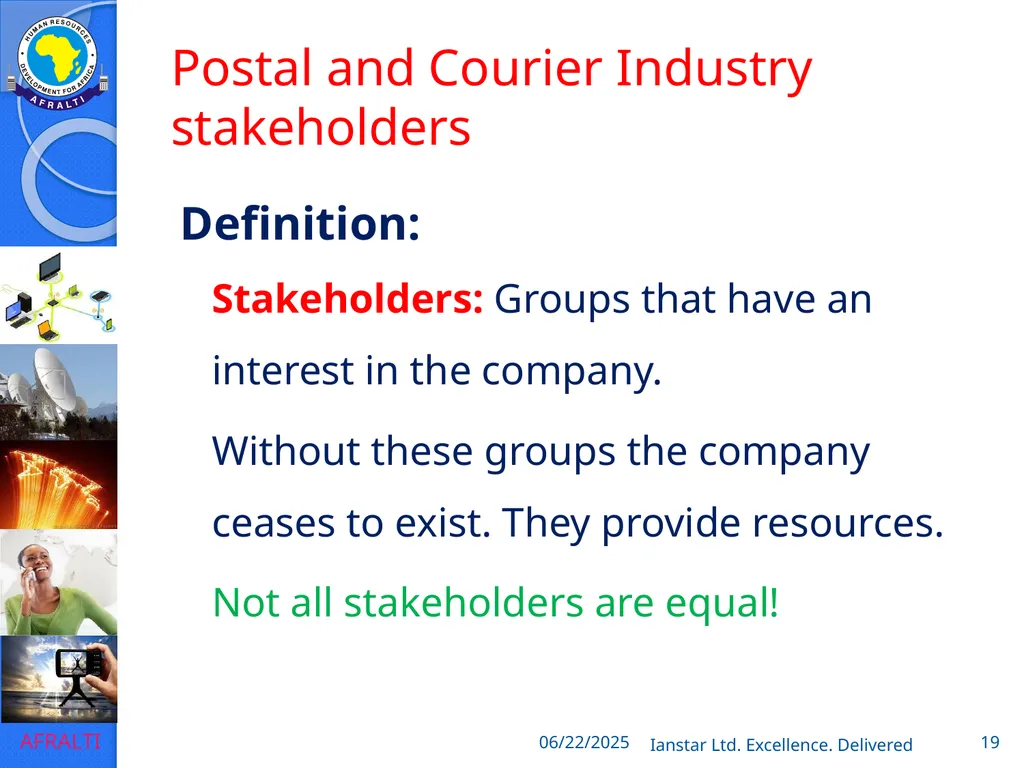 POSTAL AND COURIER TRAINING RUNNING A COURIER - slide 19 of 124