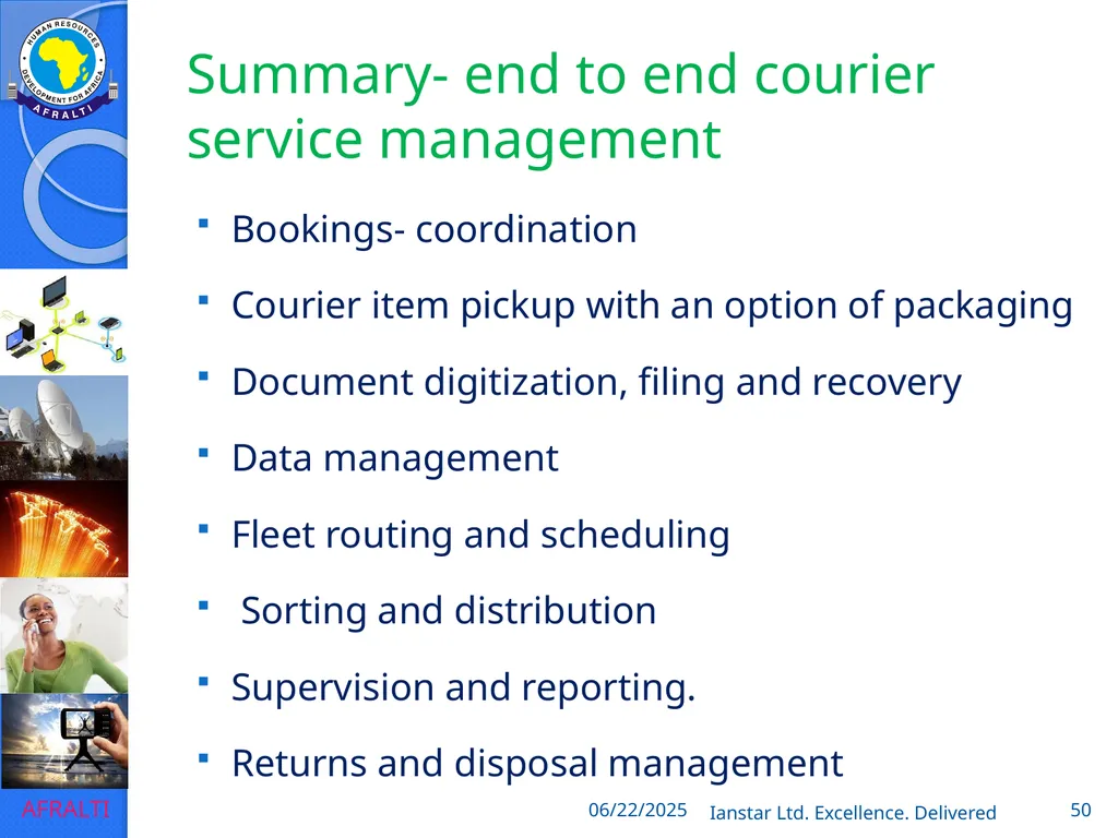 POSTAL AND COURIER TRAINING RUNNING A COURIER - slide 50 of 124