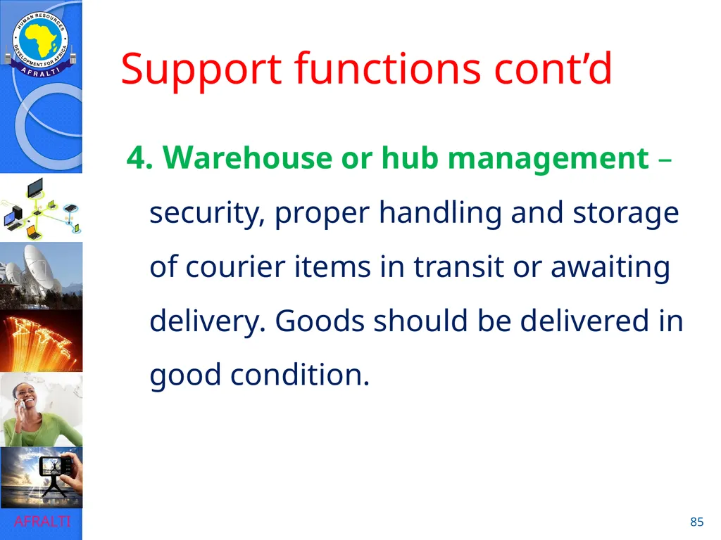 POSTAL AND COURIER TRAINING RUNNING A COURIER - slide 85 of 124