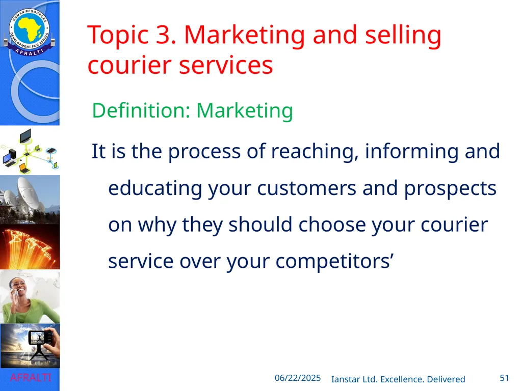 POSTAL AND COURIER TRAINING RUNNING A COURIER - slide 51 of 124