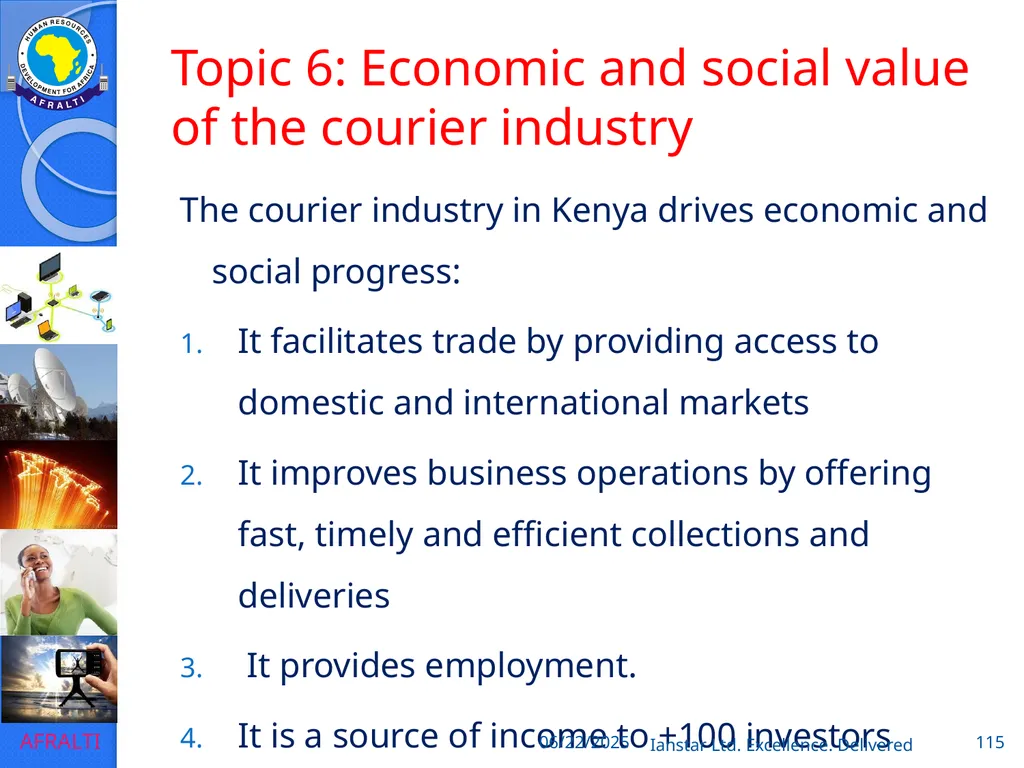 POSTAL AND COURIER TRAINING RUNNING A COURIER - slide 115 of 124
