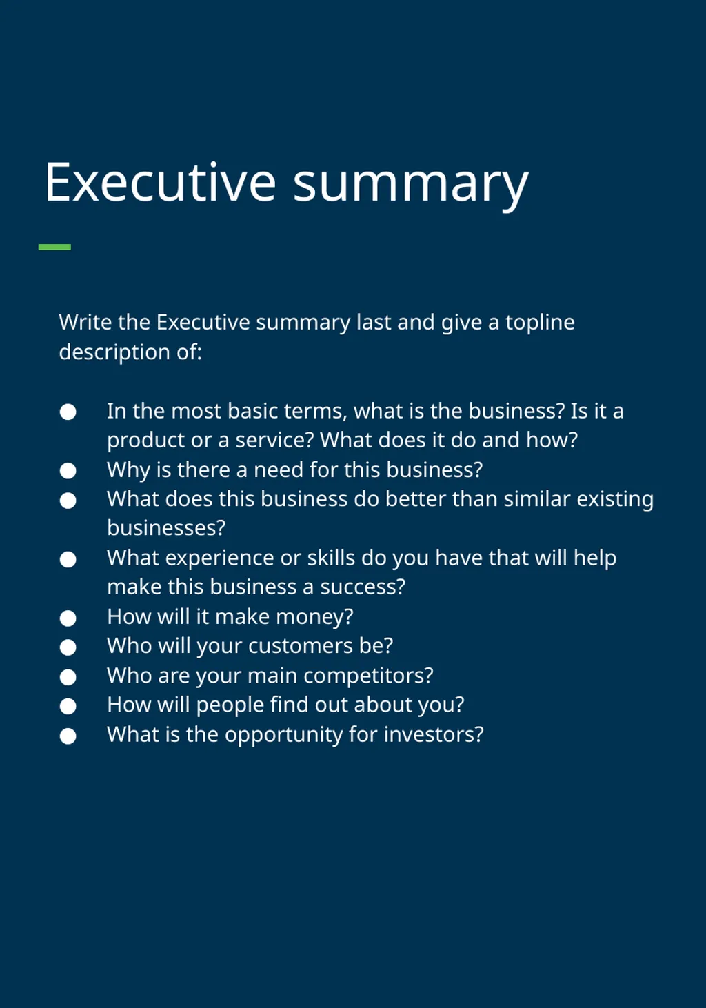 (YOUR BUSINESS NAME) BUSINESS PLAN Prepared by - slide 2 of 12