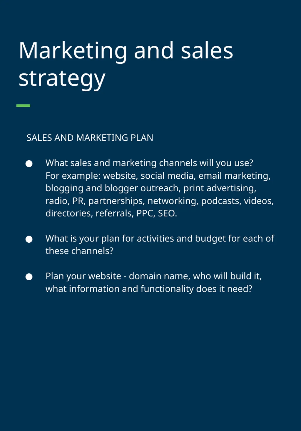 (YOUR BUSINESS NAME) BUSINESS PLAN Prepared by - slide 7 of 12