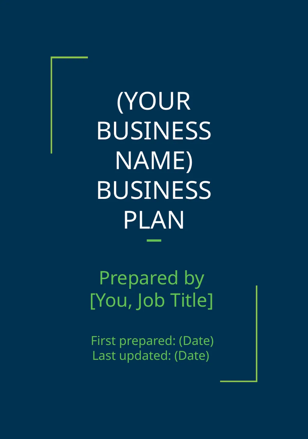 (YOUR BUSINESS NAME) BUSINESS PLAN Prepared by - slide 1 of 12