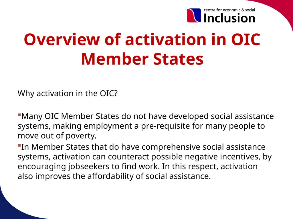 Activation Programmes & Policies in OIC Member - slide 6 of 25