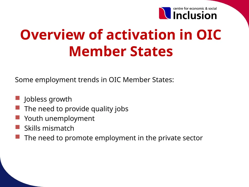 Activation Programmes & Policies in OIC Member - slide 7 of 25
