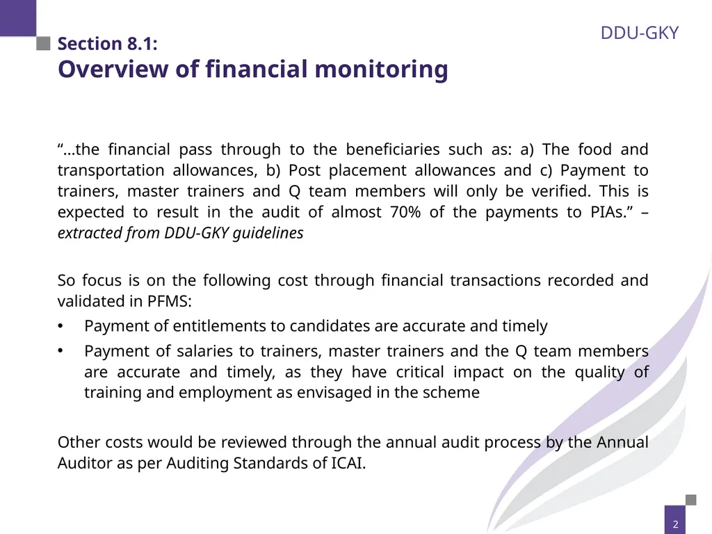 Section 8.1: Overview of financial monitoring 2 - slide 2 of 28