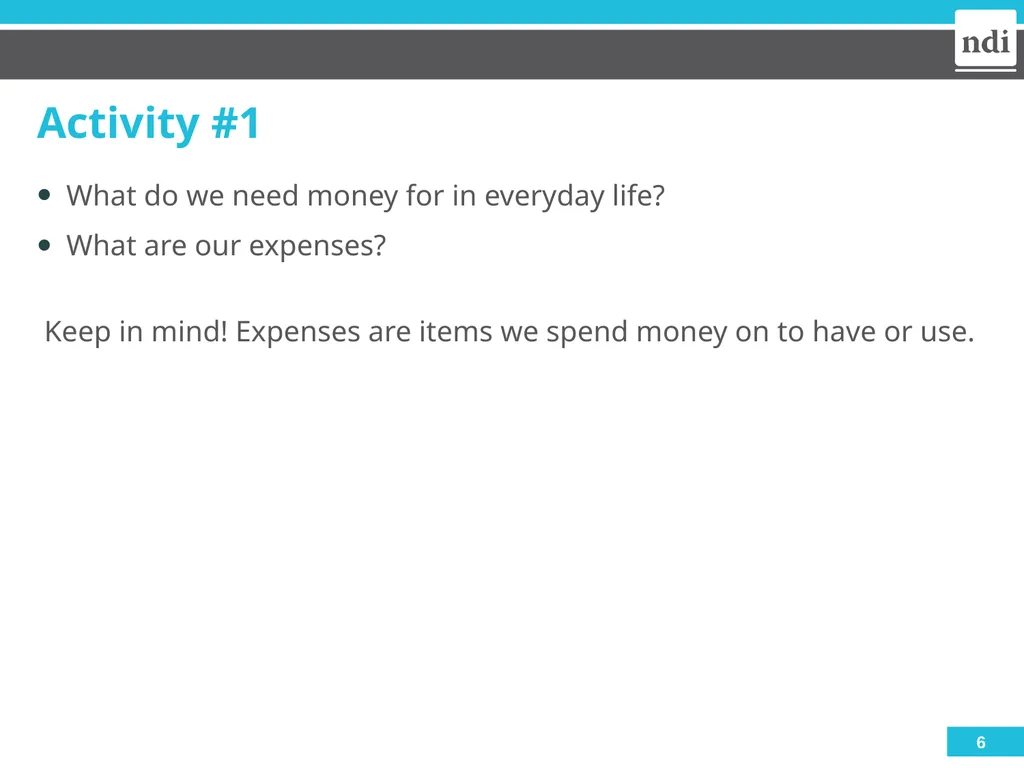 Module 1: Money 2023 Welcome & Housekeeping - slide 6 of 22